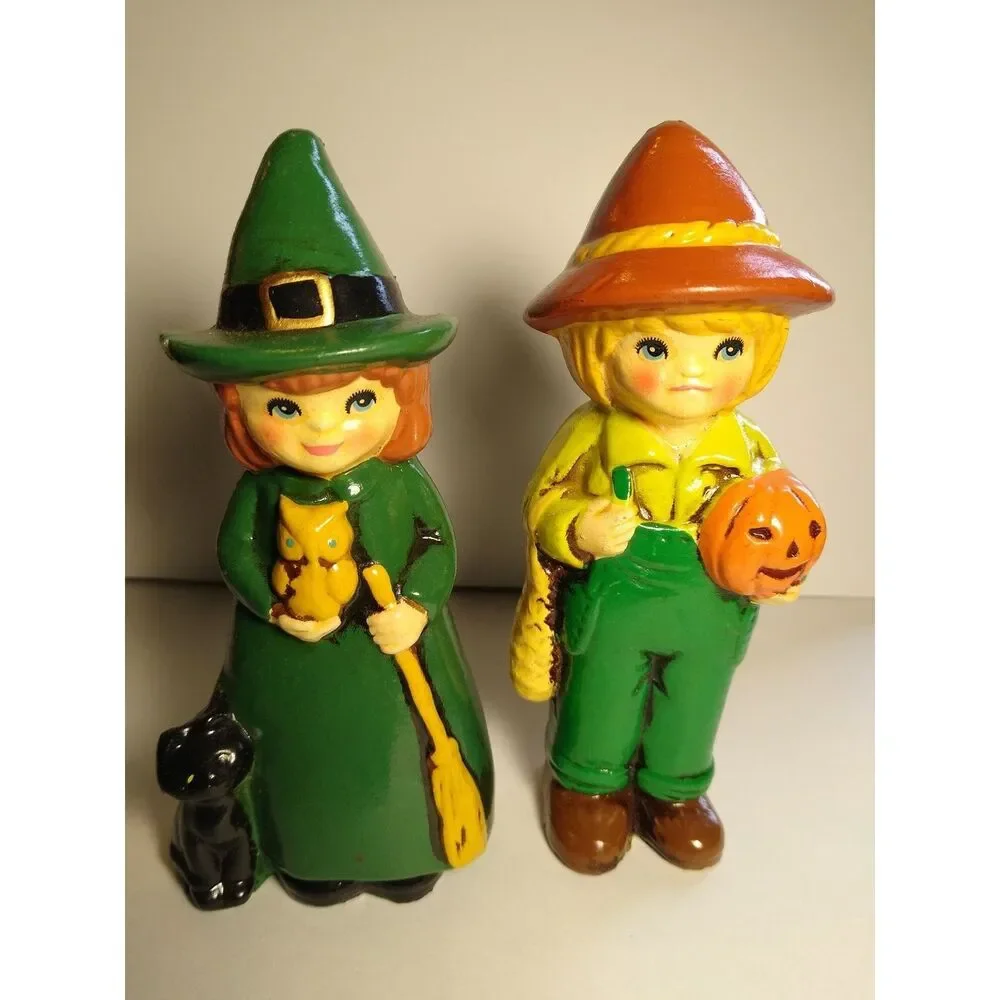 Vintage Norcrest Halloween Witch Scarecrow Figurine Set Made in Japan 6